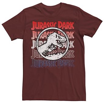 Men's Jurassic Park Red White And Blue Title Graphic Tee