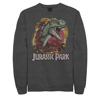 Men's Jurassic Park T-Rex Explosion Tropical Logo Graphic Fleece Pullover