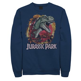 Men's Jurassic Park T-Rex Explosion Tropical Logo Graphic Fleece Pullover