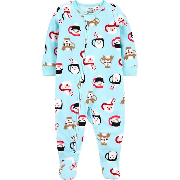 Carters Fleece Footed pajama Blanket Sleeper 8 10 12 14 Christmas Santa Penguin 