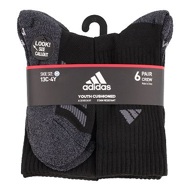 Boy's adidas Cushioned Angle Stripe 6-Pack Crew Socks