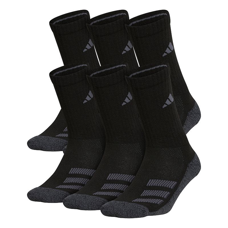 Boys adidas Cushioned Angle Stripe 6-Pack Crew Socks, Size: 9-11, Black