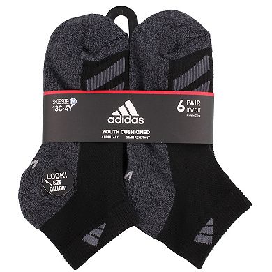 Boy's adidas Cushioned Angle Stripe 6-Pack Low Cut Socks