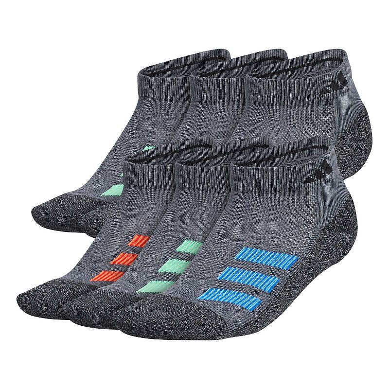 Boys adidas Cushioned Angle Stripe 6-Pack Low Cut Socks, Size: 7-8.5, Med 