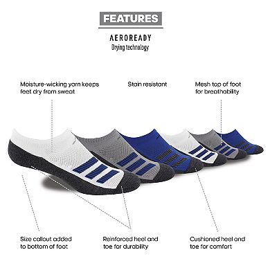 Boy's adidas Cushioned Angle Stripe 6-Pack No Show Socks