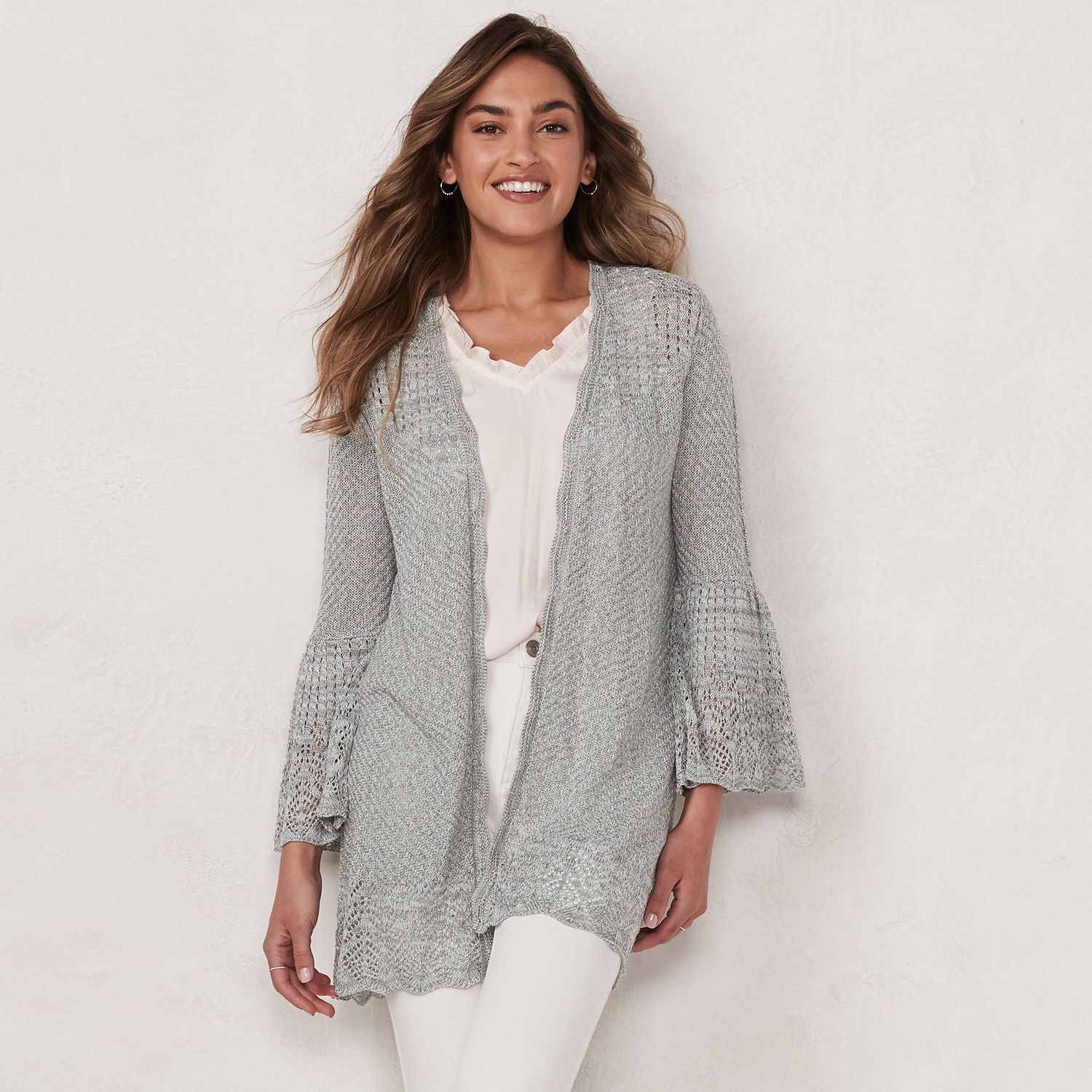 petite pointelle cardigan