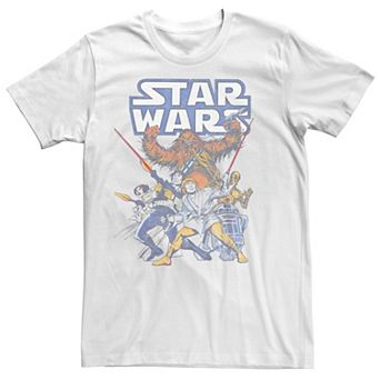 Men's Star Wars Hero's Group Shot Vintage Poster Graphic Tee