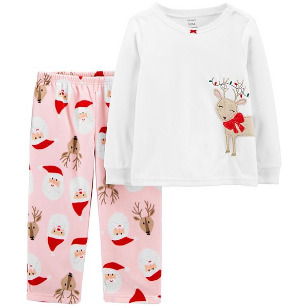 Toddler Girl Carter s 2 Piece Reindeer Pajamas