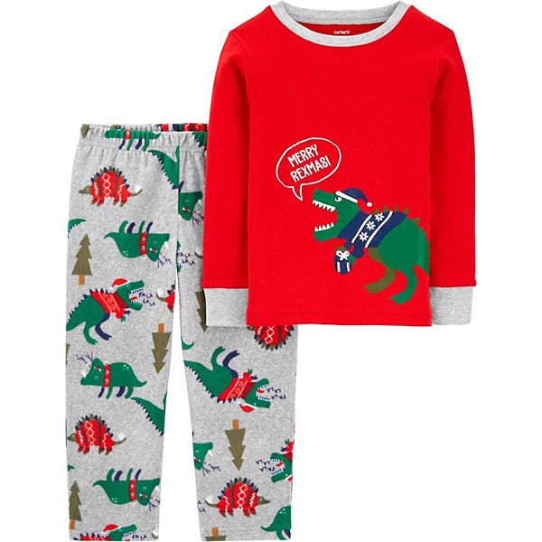 Little Boys Girls Christmas Pajamas Dinosaurs Cars Trees Pjs Kids Gift Set