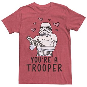 Men's Star Wars You're A Trooper Floating Hearts Graphic Tee