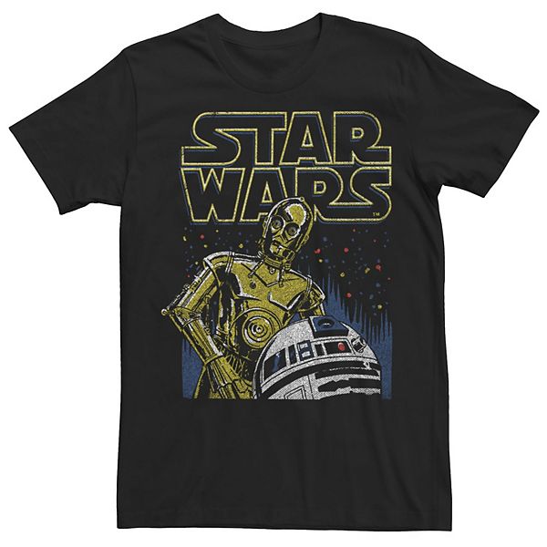 Mens Star Wars R2 D2 And C 3po Title Logo Poster Graphic Tee 7848