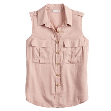 Juniors' SO® Utility Pocket Sleeveless Shirt