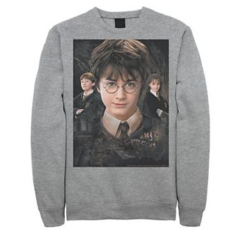 Men's Harry Potter Chamber Of Secrets Harry Ron Hermione Poster Fleece Graphic Pullover