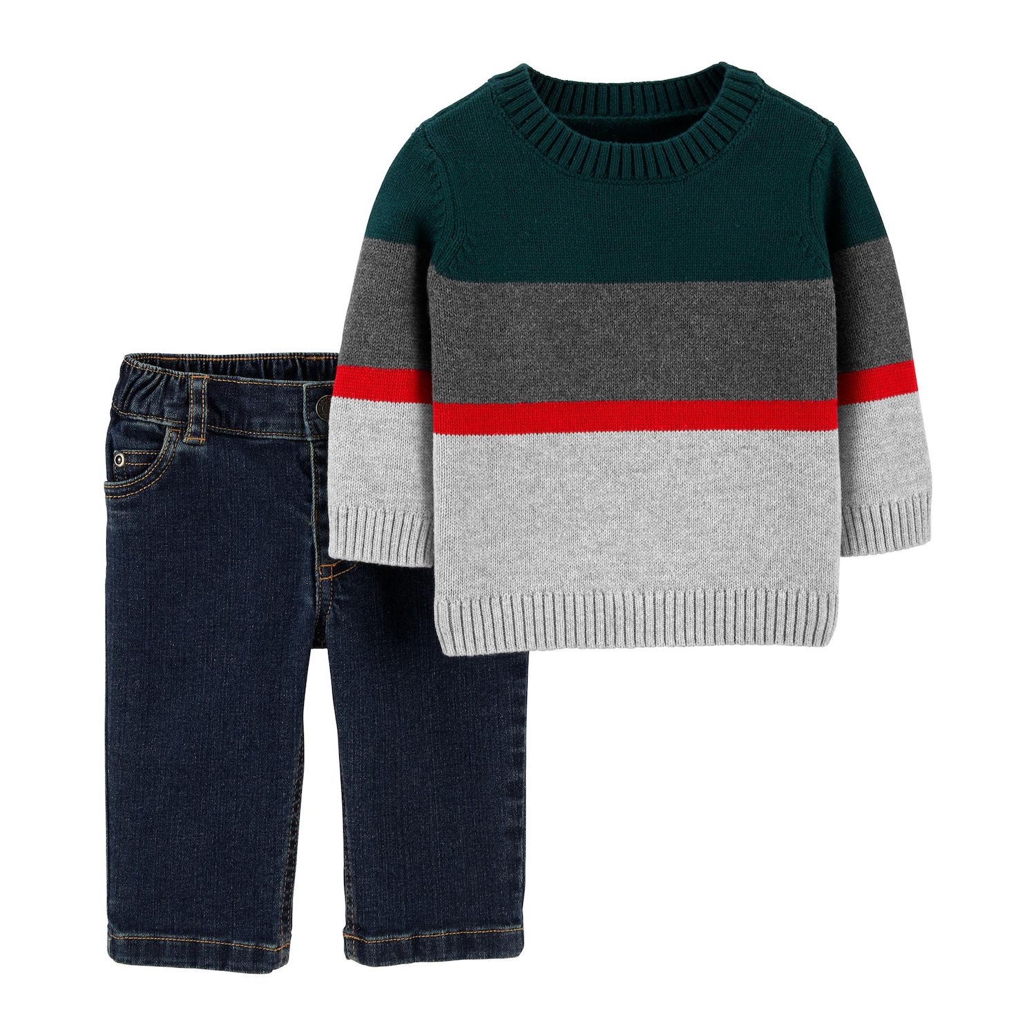 Baby Boy Carter's 2-Piece Striped Sweater & Jeans Set