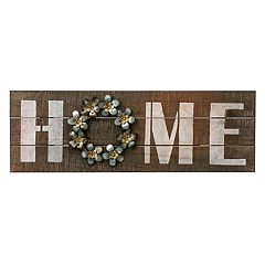 'Home' Wood and Metal Wall Sign