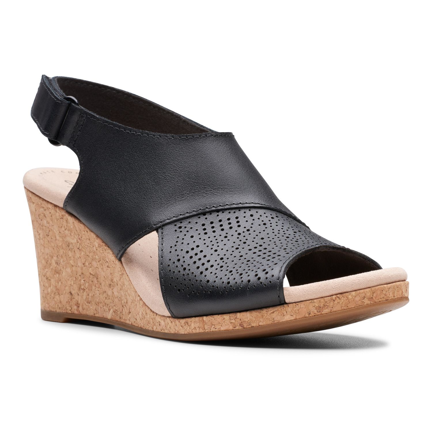 clarks black wedge sandals