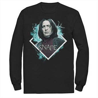 Men's Harry Potter Snape Blue Lightning Character Portrait Long Sleeve Graphic Tee