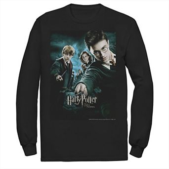 Men's Harry Potter Order Of The Phoenix Wands Drawn Poster Long Sleeve Graphic Tee