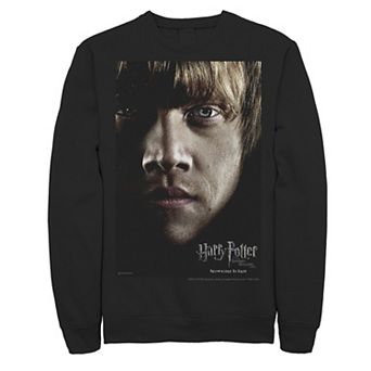 Men's Harry Potter Deathly Hallows Ron Character Poster Fleece Graphic Pullover
