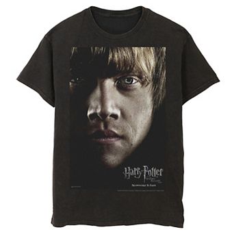 Men's Harry Potter Deathly Hallows Ron Character Poster Graphic Tee