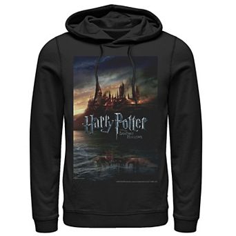 Men's Harry Potter And The Deathly Hallows Hogwarts Poster Graphic Pullover Hoodie