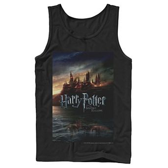 Men's Harry Potter And The Deathly Hallows Hogwarts Poster Graphic Tank Top