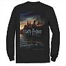 Men's Harry Potter And The Deathly Hallows Hogwarts Poster Long Sleeve Graphic Tee