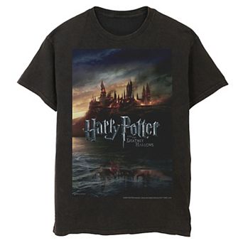 Men's Harry Potter And The Deathly Hallows Hogwarts Poster Graphic Tee