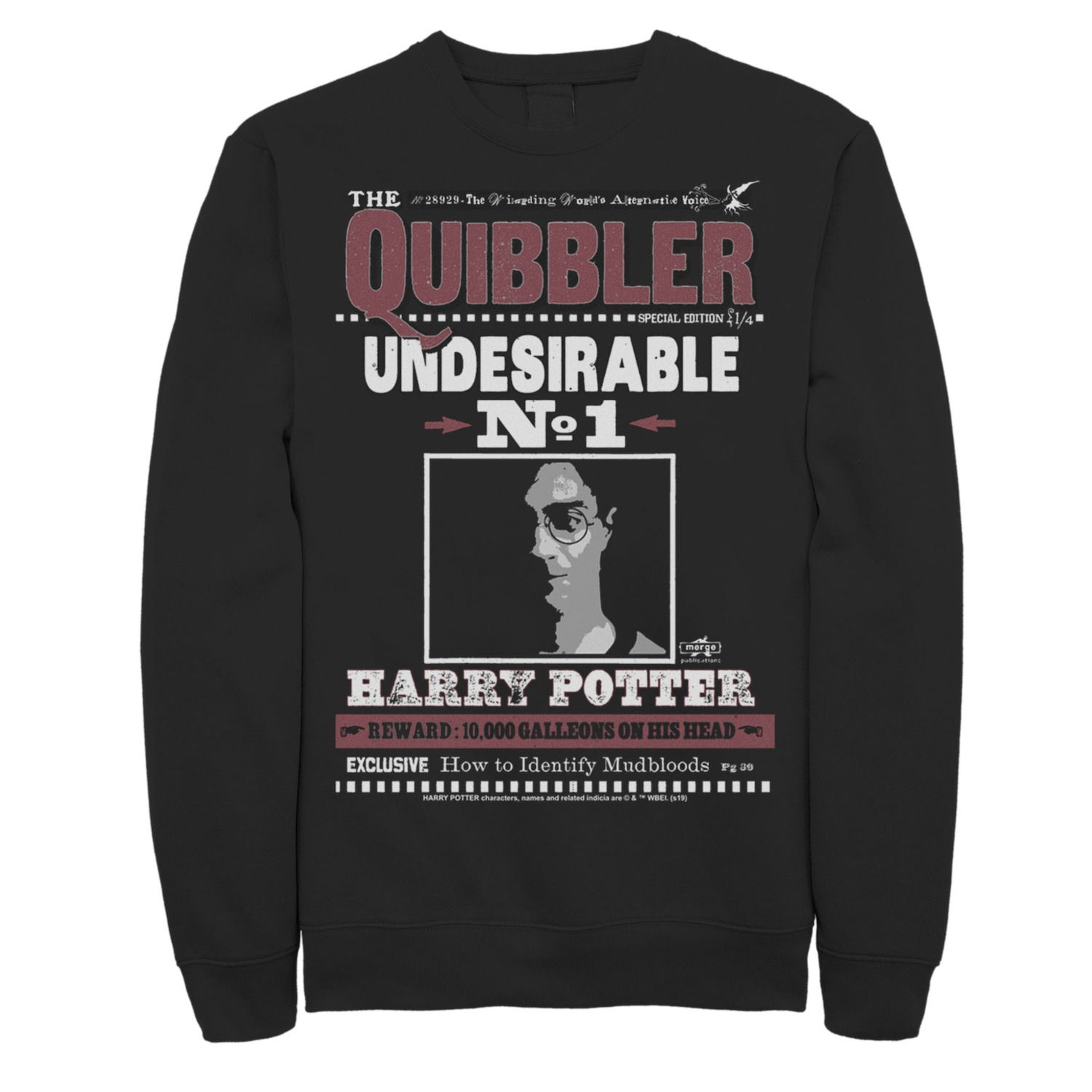 Image for Harry Potter Men's The Quibbler Undesirable Number 1 Fleece Graphic Pullover at Kohl's.