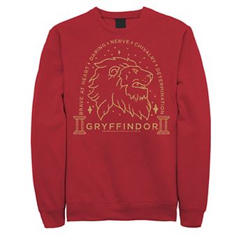Men's Harry Potter Gryffindor Line Art Logo Fleece Graphic Pullover