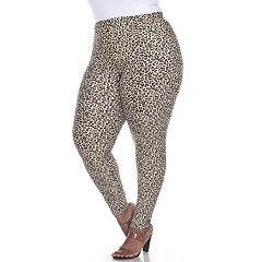 Plus Size White Mark Printed Cheetah Print Pants