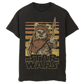 Men's Star Wars Wicket Retro Ewok Sunset Halftone Graphic Tee