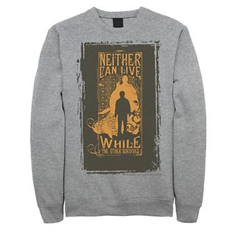 Men's Harry Potter Neither Can Live While The Other Survives Quote Fleece Graphic Pullover