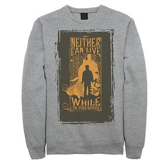 Men's Harry Potter Neither Can Live While The Other Survives Quote Fleece Graphic Pullover