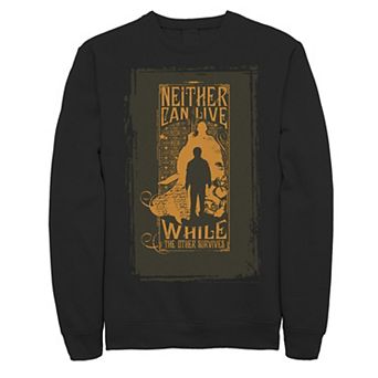 Men's Harry Potter Neither Can Live While The Other Survives Quote Fleece Graphic Pullover