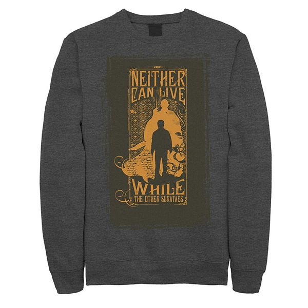 Men's Harry Potter Neither Can Live While The Other Survives Quote Fleece  Graphic Pullover