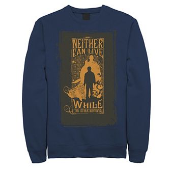 Men's Harry Potter Neither Can Live While The Other Survives Quote Fleece Graphic Pullover