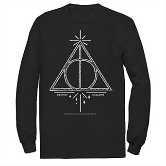 Men's Harry Potter Deathly Hallows Symbol Line Art Long Sleeve Graphic Tee
