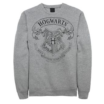 Men's Harry Potter Simple Hogwarts Crest Outline Fleece Graphic Pullover