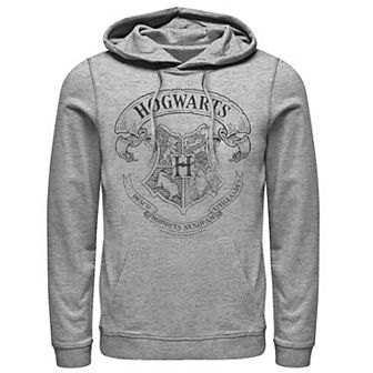 Men's Harry Potter Simple Hogwarts Crest Outline Graphic Pullover Hoodie