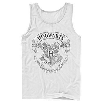 Men's Harry Potter Simple Hogwarts Crest Outline Graphic Tank Top