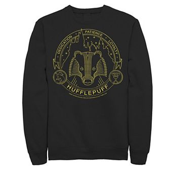 Men's Harry Potter Hufflepuff Symbol Line Art Fleece Graphic Pullover
