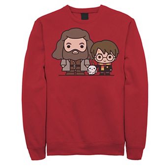 Men's Harry Potter Hagrid Hedwig And Harry Cute Cartoon Fleece Graphic Pullover