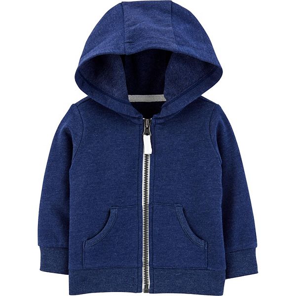 Carter's Infant Boys Blue Fleece Hooded Jacket Front Zip Size 6 Months 