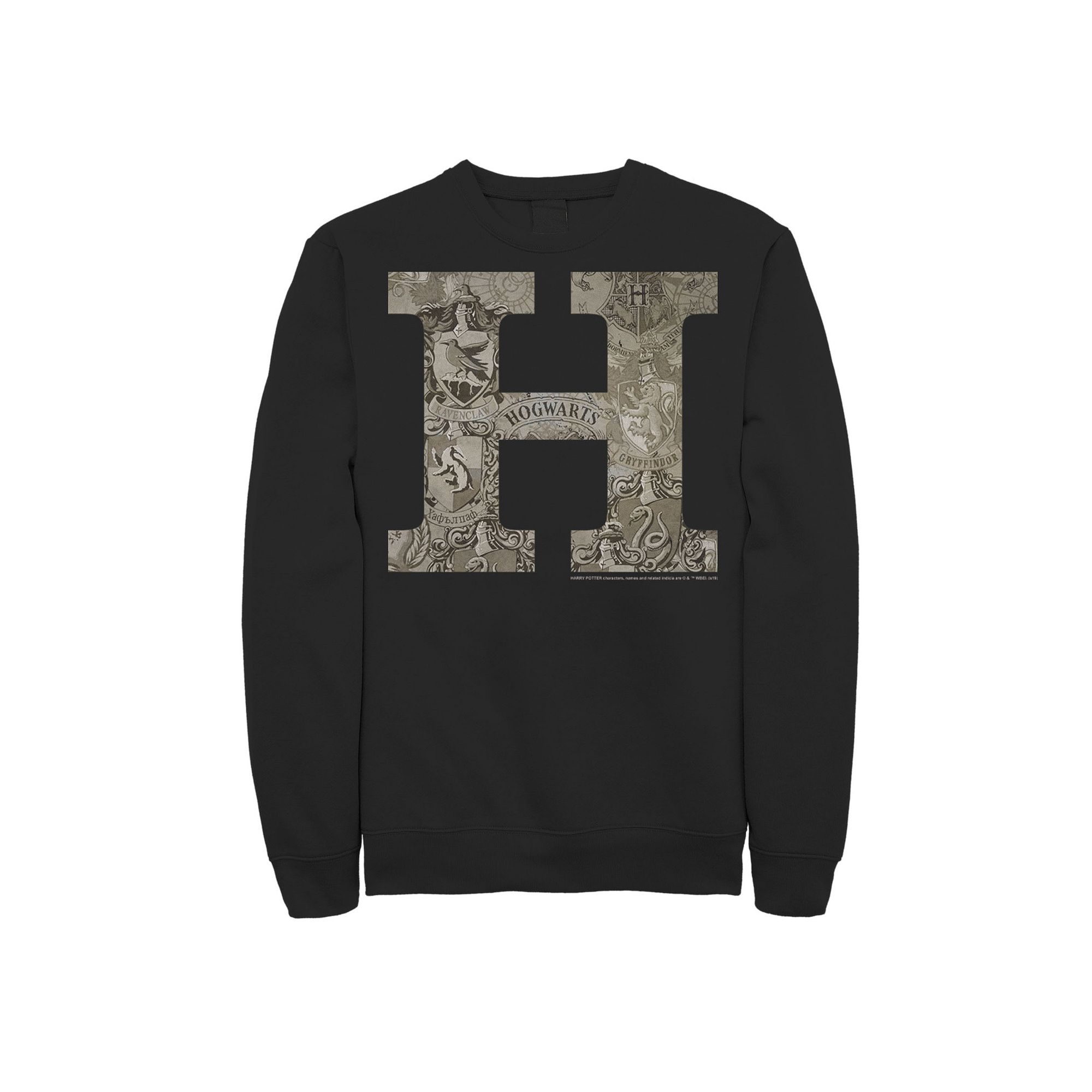 Mens Harry Potter H Hogwarts Crest Fill Sweatshirt, Size: Small, Black
