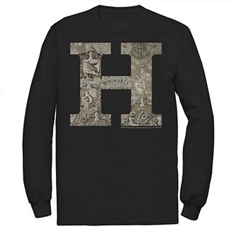 Men's Harry Potter H Hogwarts Crest Fill Long Sleeve Tee