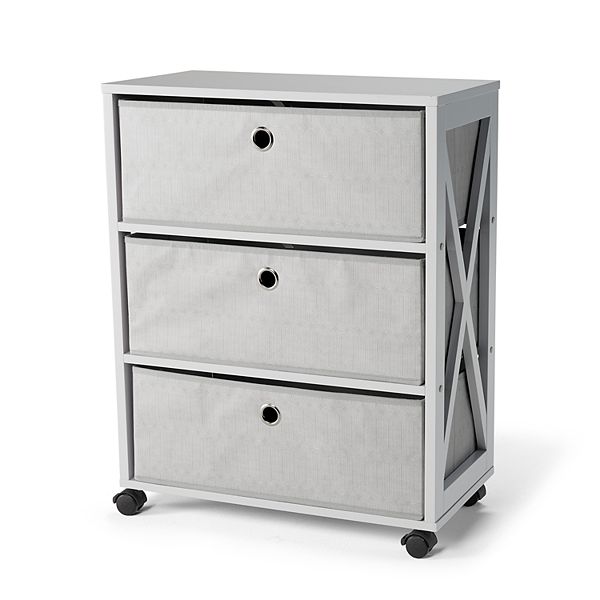 Simplify 3-Drawers Grey Metal Storage Drawer Tower 28.74-in H x 11.81-in W  x 17.72-in D in the Storage Drawers department at