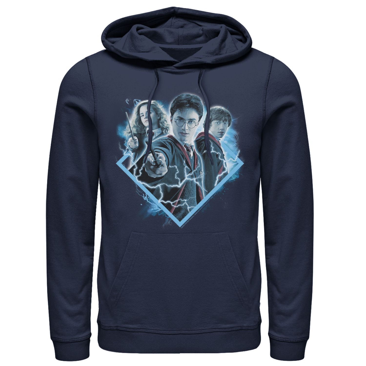 Image for Harry Potter Men's Ron Harry Hermione Blue Lighting Portrait Graphic Pullover Hoodie at Kohl's.