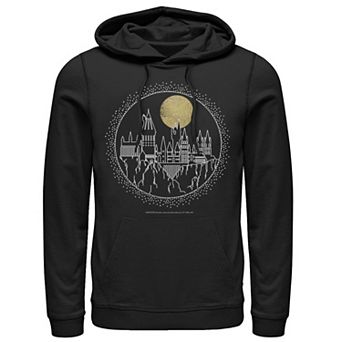 Men's Harry Potter Deathly Hallows 2 Hogwarts Line Art Pullover Hoodie