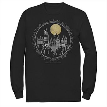 Men's Harry Potter Deathly Hallows 2 Hogwarts Line Art Long Sleeve Tee